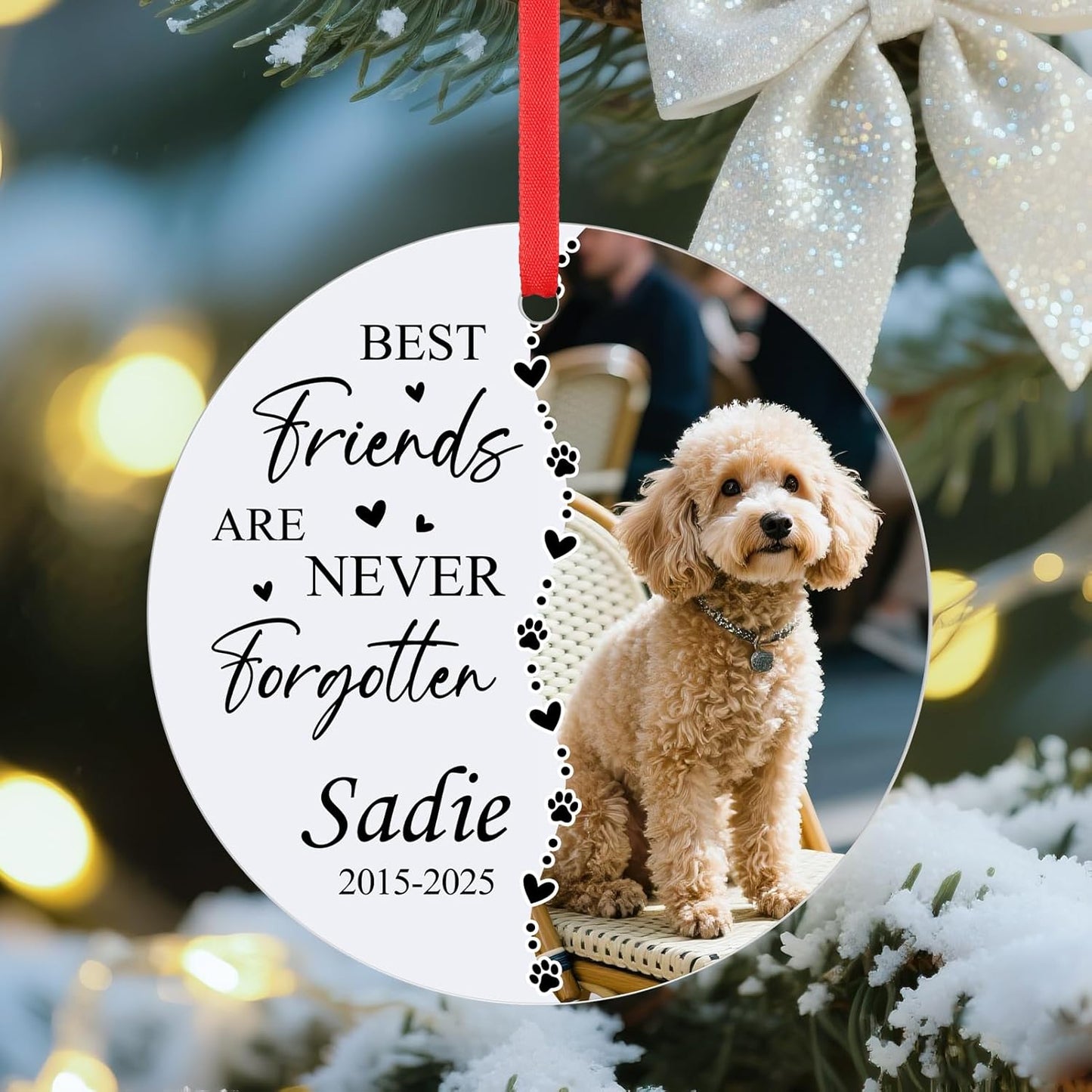 Personalized Pet Memorial Ornament - Custom Photo, Name & Dates - Sympathy Keepsake Gift for Loss of Dog, Cat - Dog Memorial Gifts for Pet Lover
