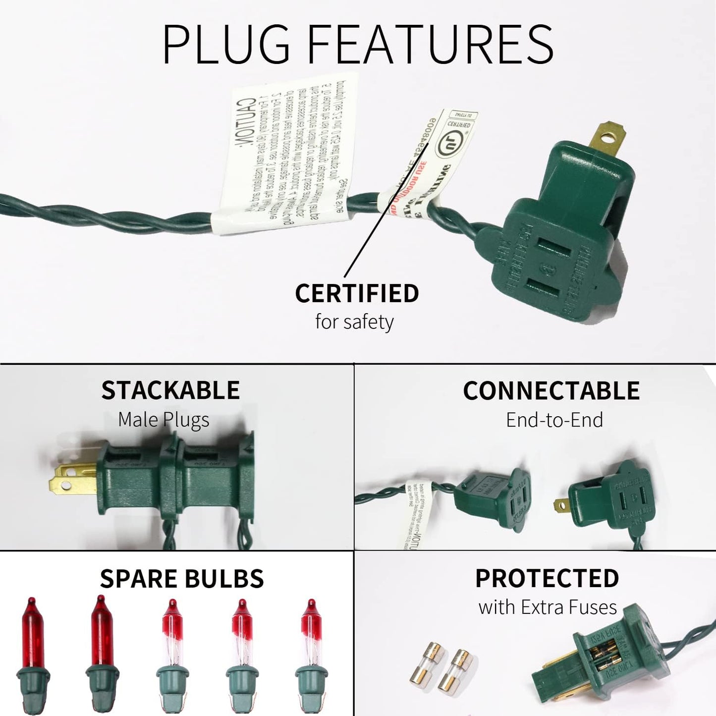 300LIGHTS(2*150L) RED Extra-Bright with End Connectors Christmas Decorative Lights 19.44m UL Certified Mini String Light Set Waterproof for Home Garden Holiday Tree Party Patio Decor Wedding