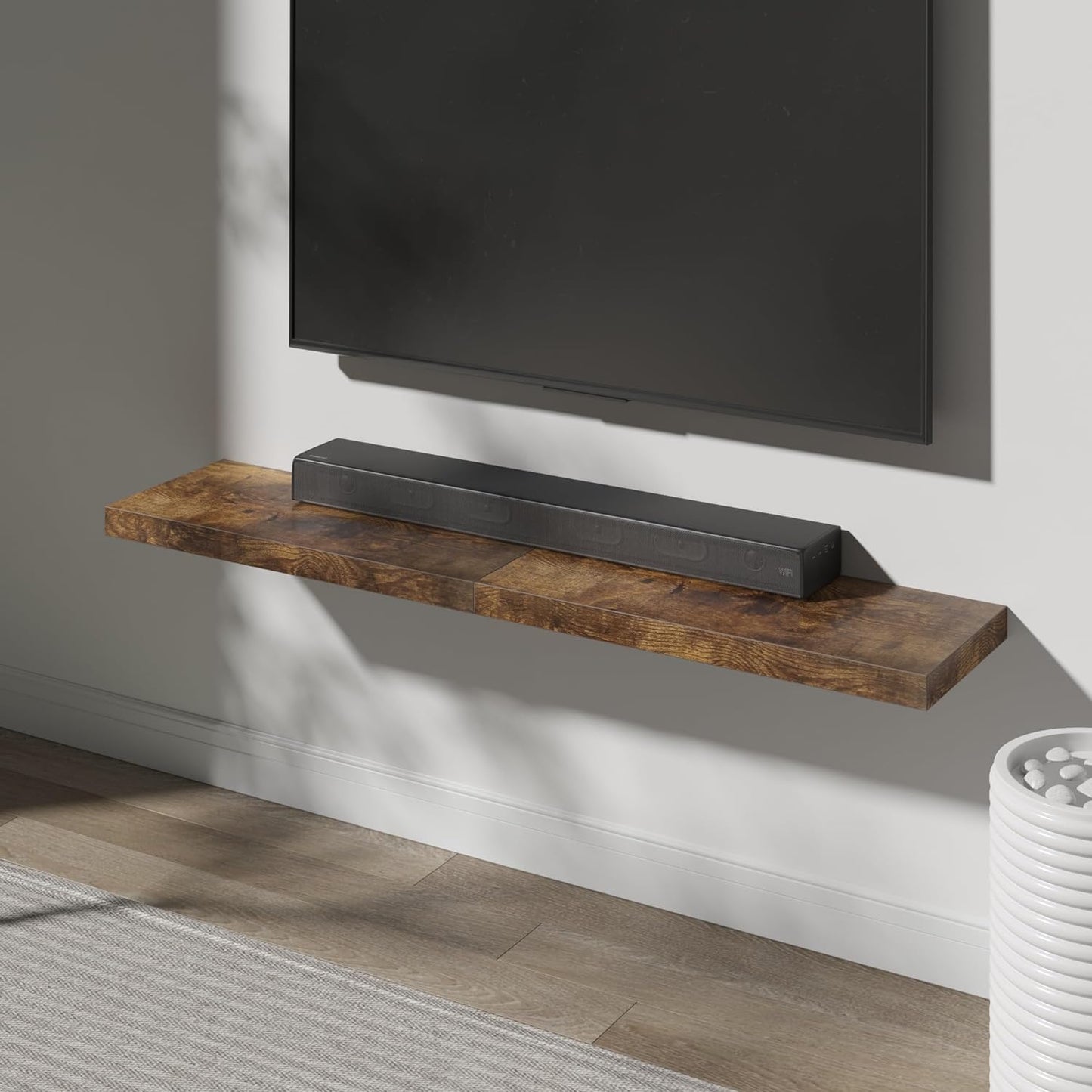 Floating Shelf, Set of 2 Wall Shelf, 30 in W x 12.75 in D x 2 in H Wooden Floating Wall Shelf with Invisible Brackets for Living Room/Bedroom/Bathroom/Kitchen Storage and Decor, Rustic Brown