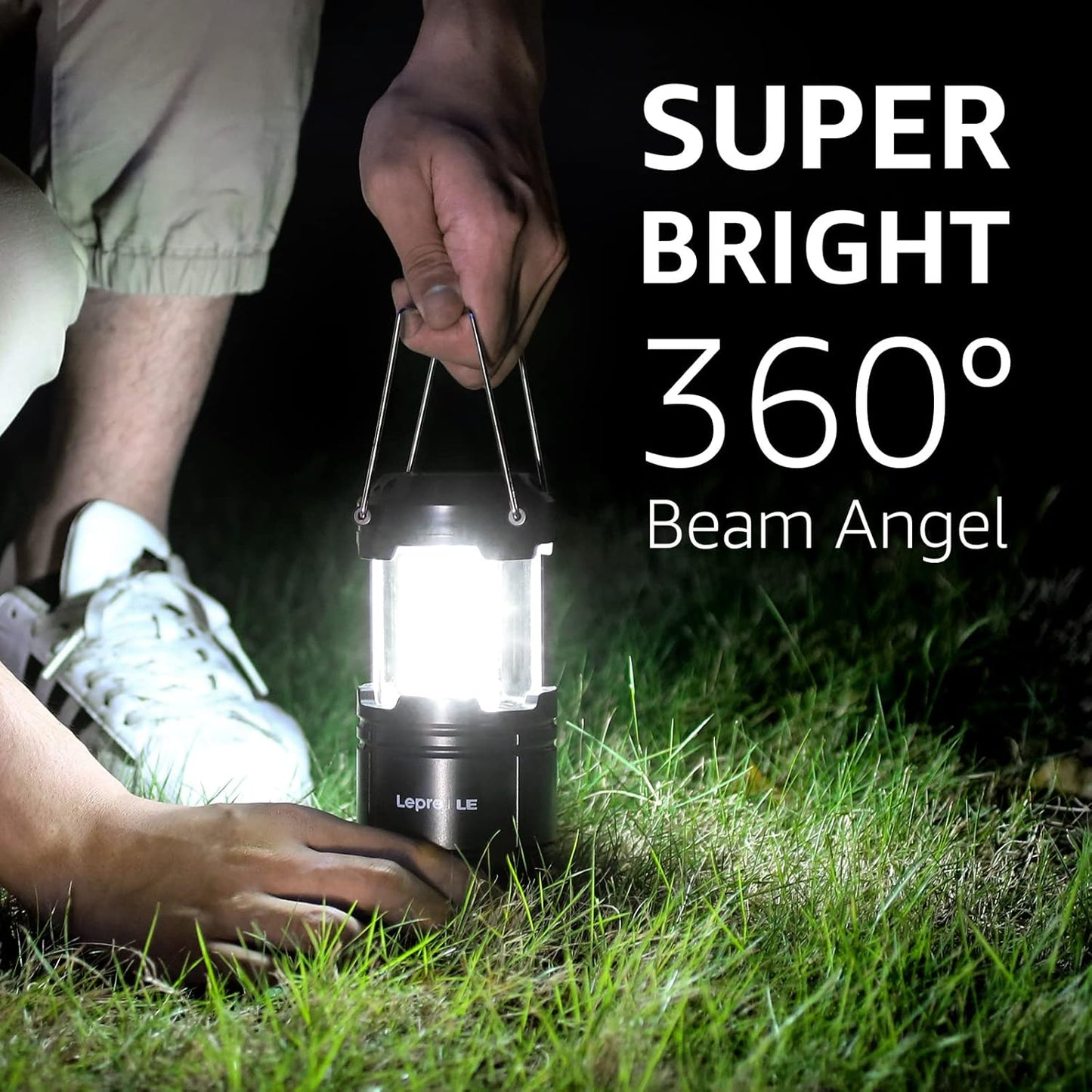 Lepro LED Camping Lanterns Battery Powered, Collapsible, IPX4 Water Resistant, Outdoor Portable Lights for Emergency, Hurricane, Storms and Outages