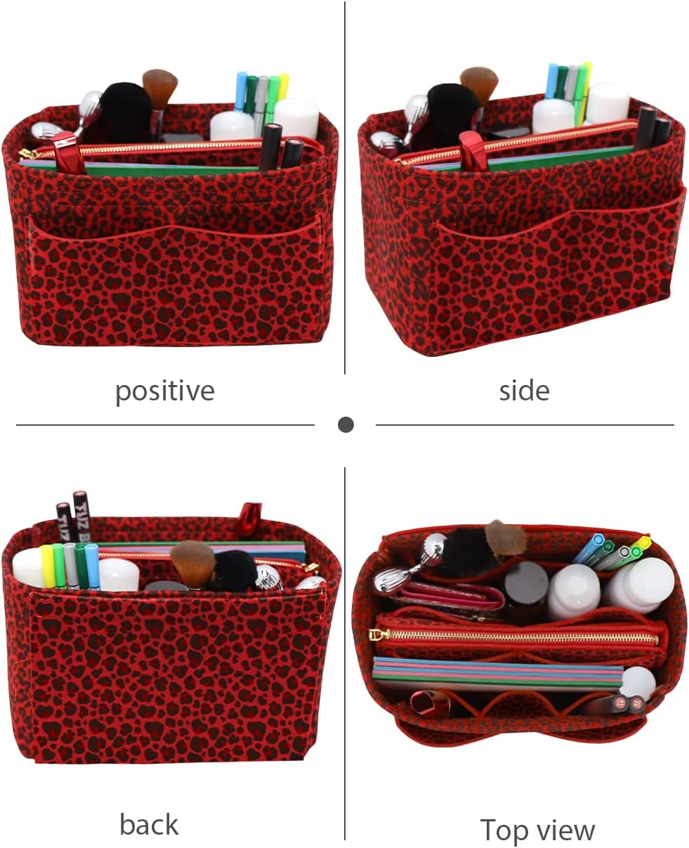 LEXSION Felt Purse Bag Organizer Insert with zipper Bag Tote Shaper Fit Speedy Neverful PM MM