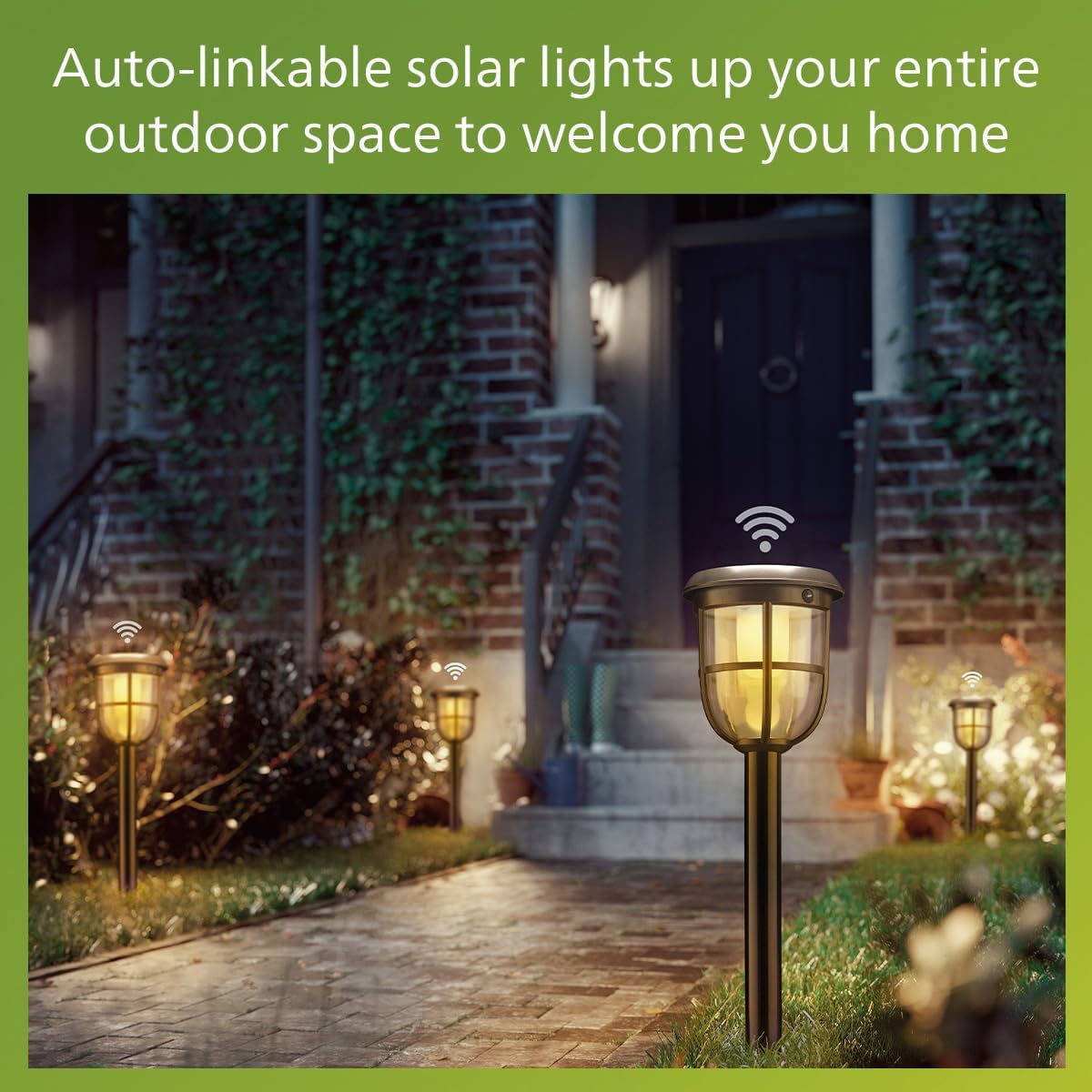 Philips Solar LED 1-Pack Ultra-Efficient Wall Lantern - Radii, Dusk to Dawn, Automatically Linkable, Daylight and Motion Sensor, 3000K Bright White Light, IP44, Black