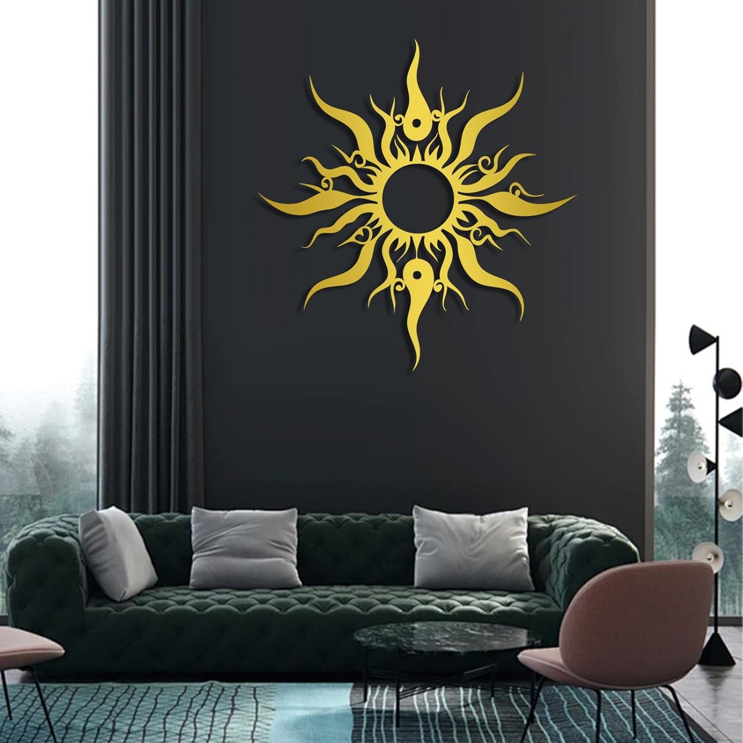Hotuijxca Metal Wacky Sun Wall Art, Wacky Sun Metal Decor for Livingroom, Bedroom (White, 31"x30"/80x77cm, metal wall art)