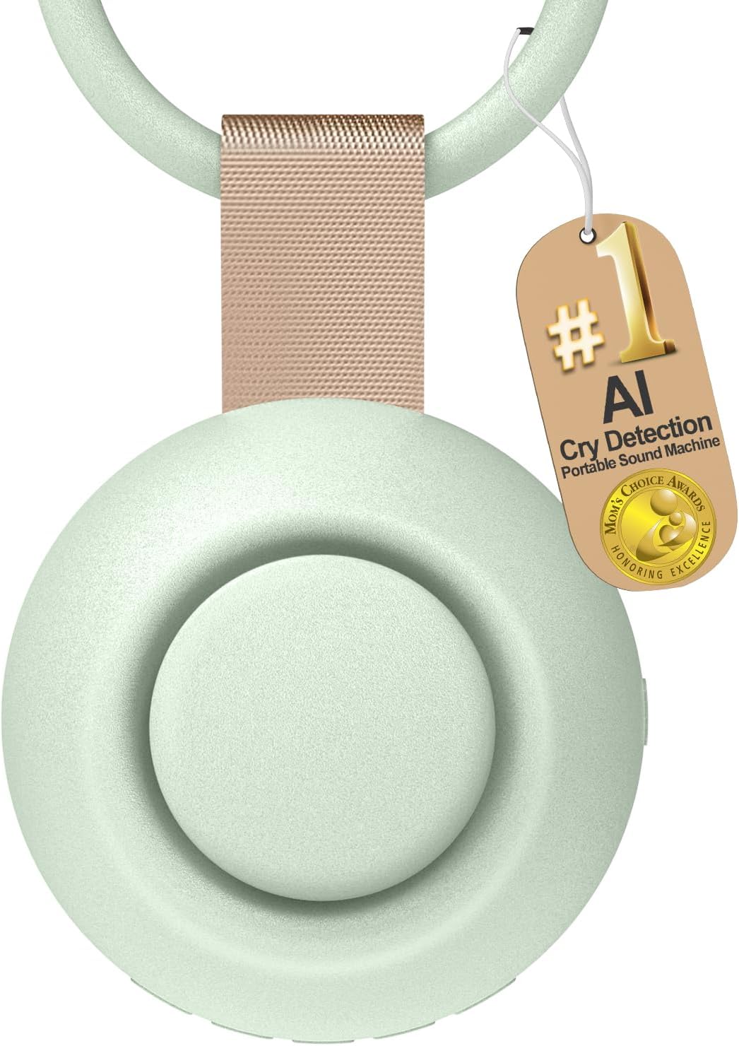 2025 Mom's Choice Awards, Portable Sound Machine for Baby Adult, AI Cry Detection, 18 Soothing Sound, Bluetooth Rechargeable White Noise Machine for Home Office Travel, Nursery Light, Green