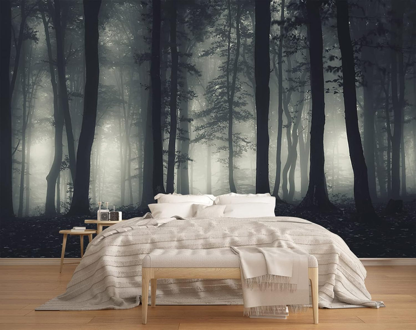 Foggy Forest Wallpaper Misty Jungle Rainforest Trees Nature Landscape Wall Mural(Not Peel n' Stick)