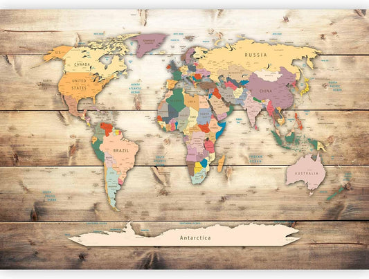 artgeist Premium Wall Mural World Map 177x124 in - XXL Non-Woven Wallpaper Fleece Wall Decor Photo Print Picture Image Design Home Map of The World k-B-0009-a-b