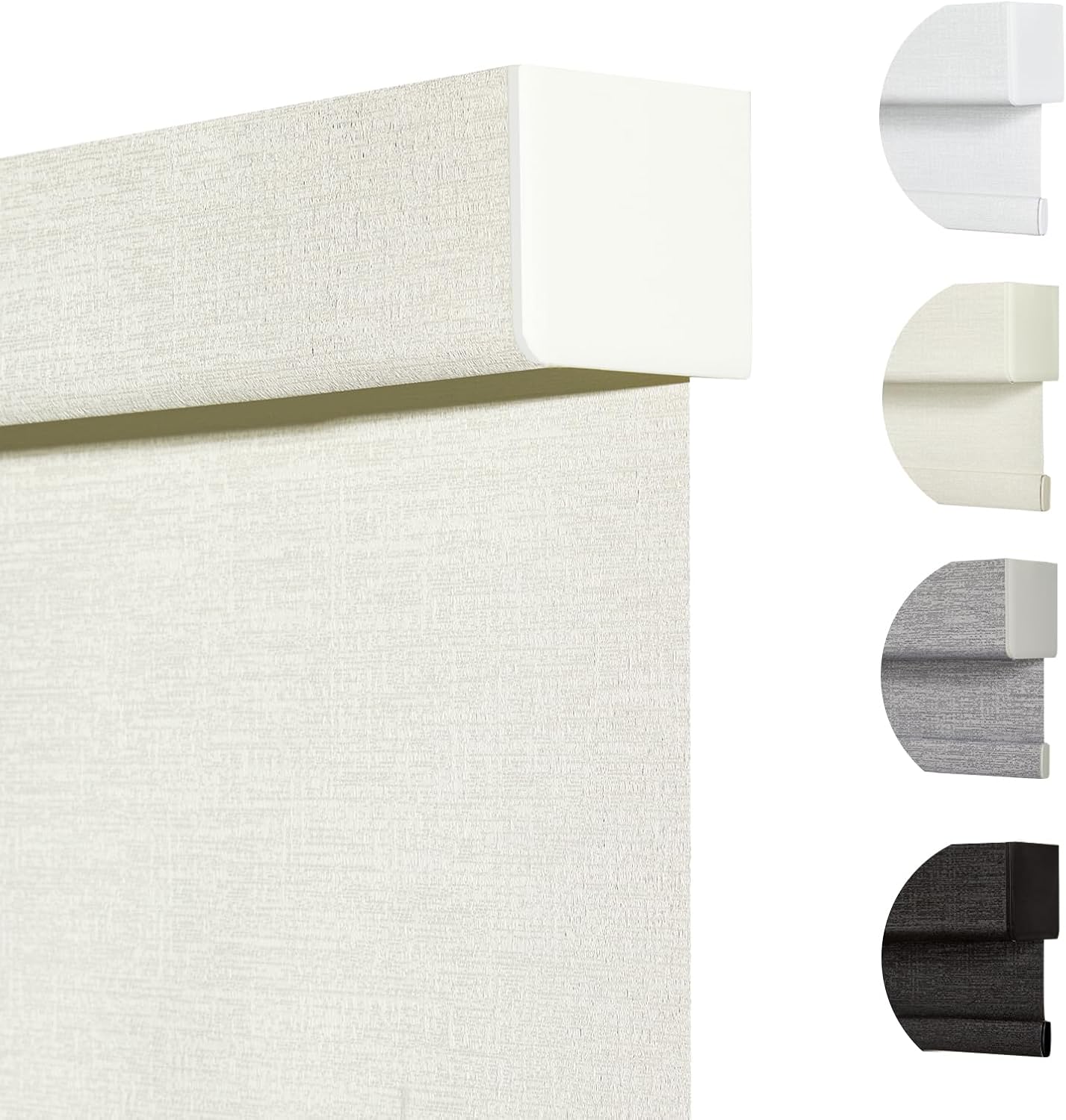 Persilux Blackout Shades for Windows Cordless Roller Blinds, Roller Windows Shades for Home with Fabric Attached Valance, UV Protections Easy Installation for Door/Office, Limestone(59.5" W x 72" H)