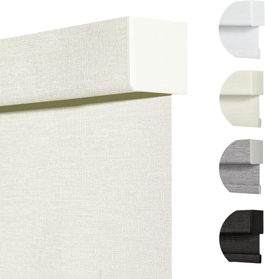 Persilux Blackout Shades for Windows Cordless Roller Blinds, Roller Windows Shades for Home with Fabric Attached Valance, UV Protections Easy Installation for Door/Office, Limestone(41.5" W x 72" H)