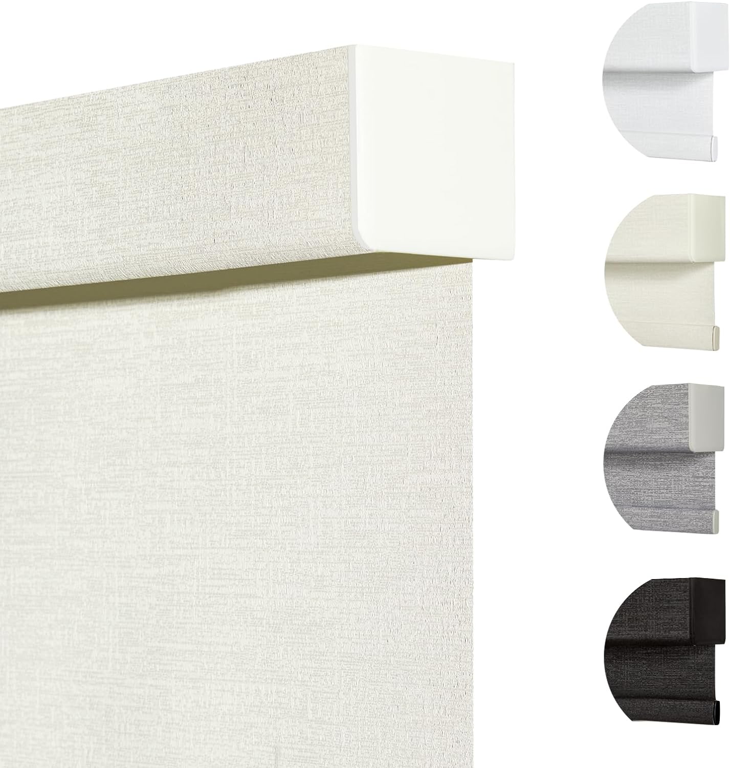 Persilux Blackout Shades for Windows Cordless Roller Blinds, Roller Windows Shades for Home with Fabric Attached Valance, UV Protections Easy Installation for Door/Office, Limestone(47.5" W x 56" H)