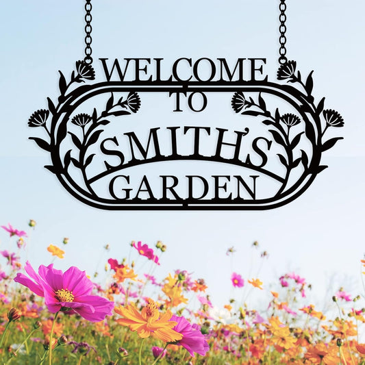 YTDESIGN Personalized Garden Sign, 42.0 x 12.0 inches, Stainless Steel, Decorative Outdoor Signage