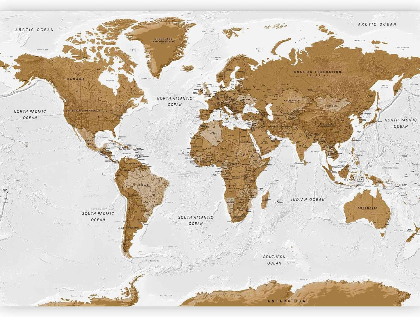 artgeist Premium Wall Mural World Map 79x55 in - XXL Non-Woven Wallpaper Fleece Wall Decor Photo Print Picture Image Design Home Map of The World k-A-0093-a-a