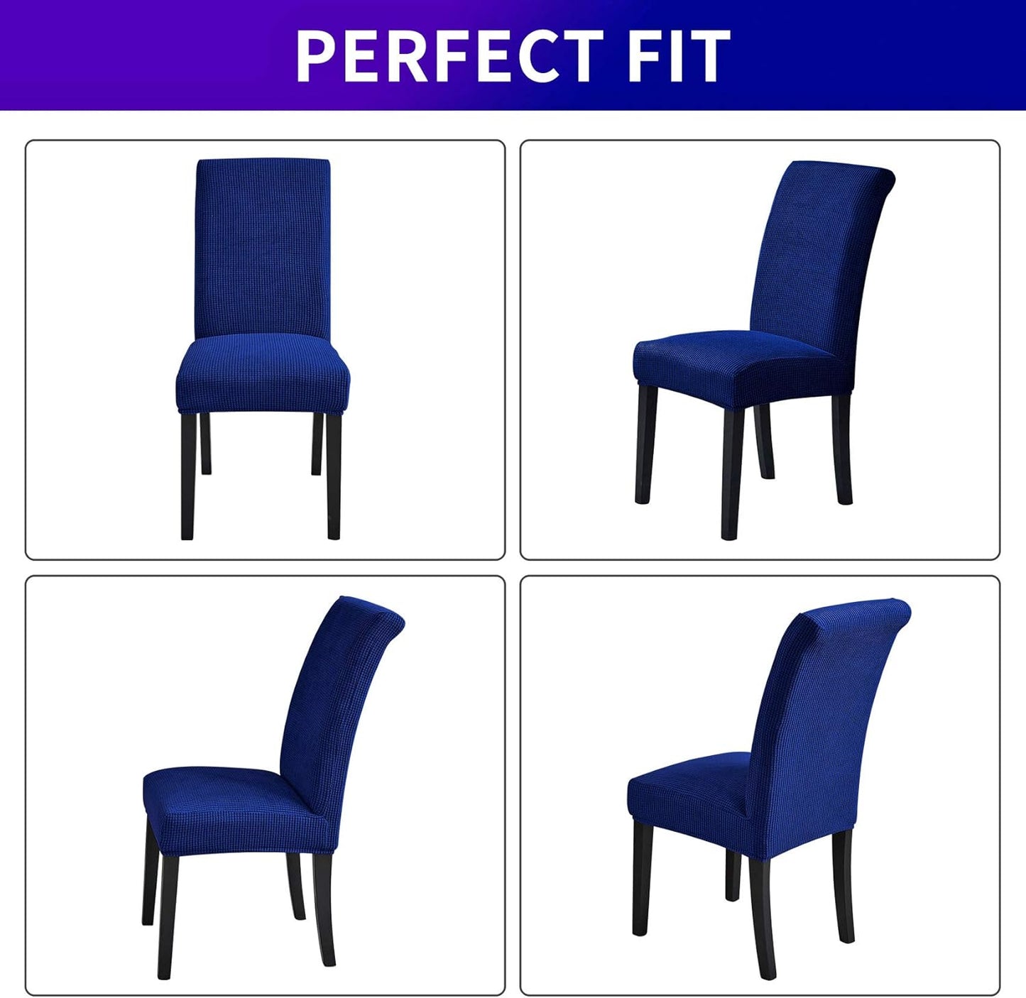 Howhic Stretch Chair Covers for Dining Room Set of 6, Removable Washable Dining Room Chair Covers, Dining Chair Slipcovers Seat Protector, Great for Home Decor and Banquet (Classic Blue, 6 Pack)