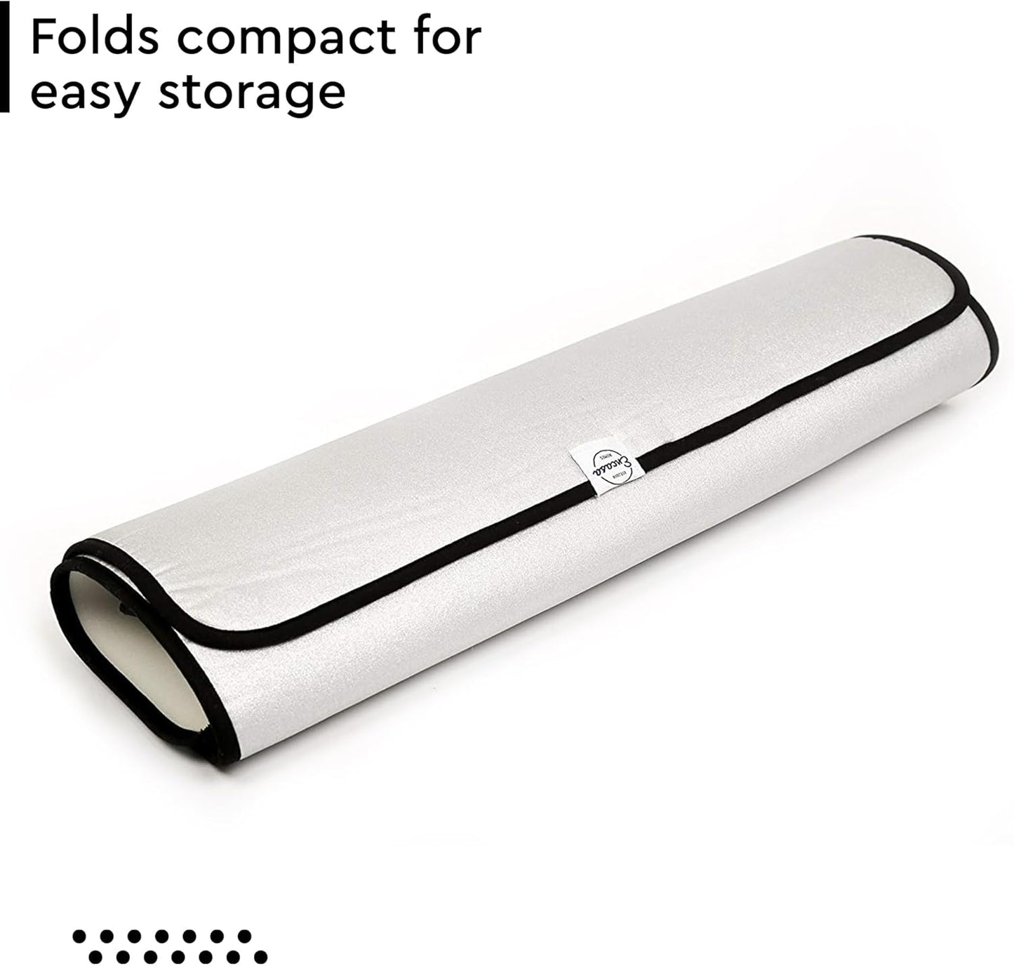 Encasa Homes Ironing Mat/Pad - Metallic Silver (Small 28"x20") with 5mm Foam Padding & Silicone Iron Rest for Steam Pressing on Tabletop or Bed - Heat Reflective, Portable, Quilting