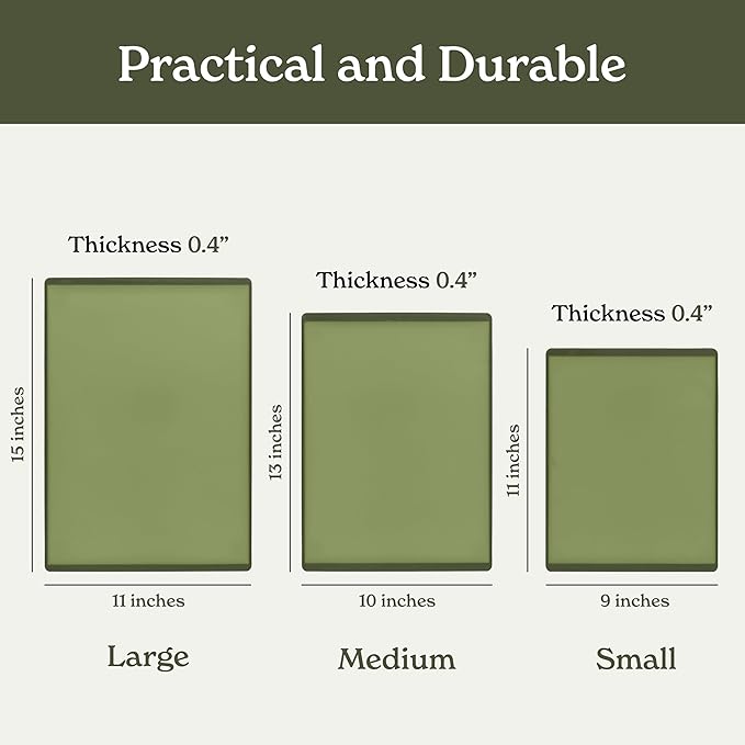 SMIRLY Plastic Cutting Board Set 3 Pieces, Non-Slip Dishwasher Safe Chopping Boards for Kitchen, Green