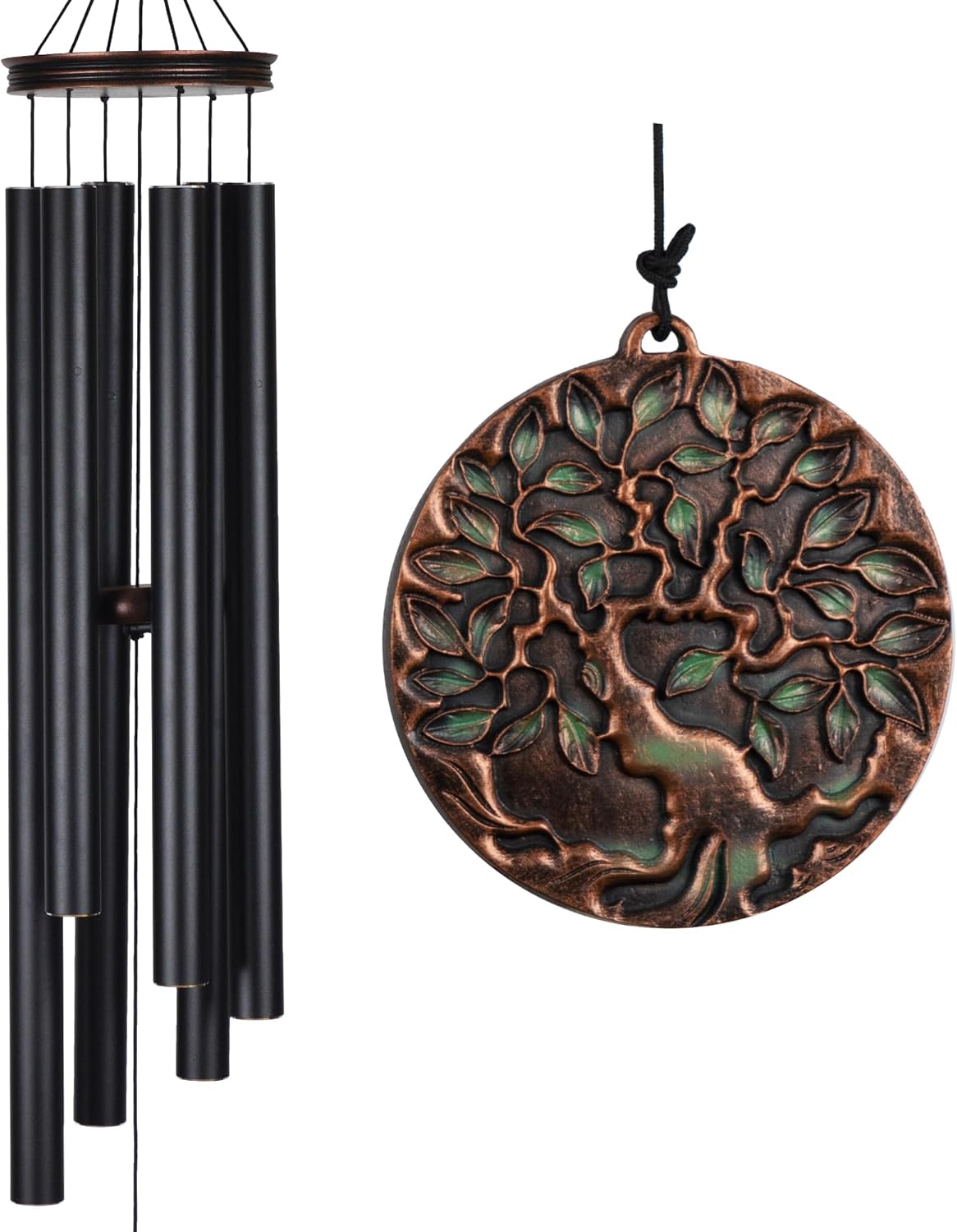 Vanquer Large Wind Chimes for Outside Deep Tone - 46'' Wind Chimes Outdoor Clearance, Memorial Windchimes, Sympathy Gift, Outdoor Décor, Patio, Home Décor, Vintage Black (46" Tree of Life)