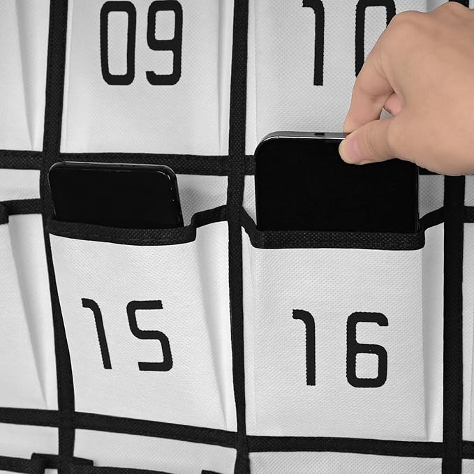 Loghot Classroom Accessories Closet Pocket Chart for Cell Phones Holder Wall Door Hanging Organizer (36 Pockets White)