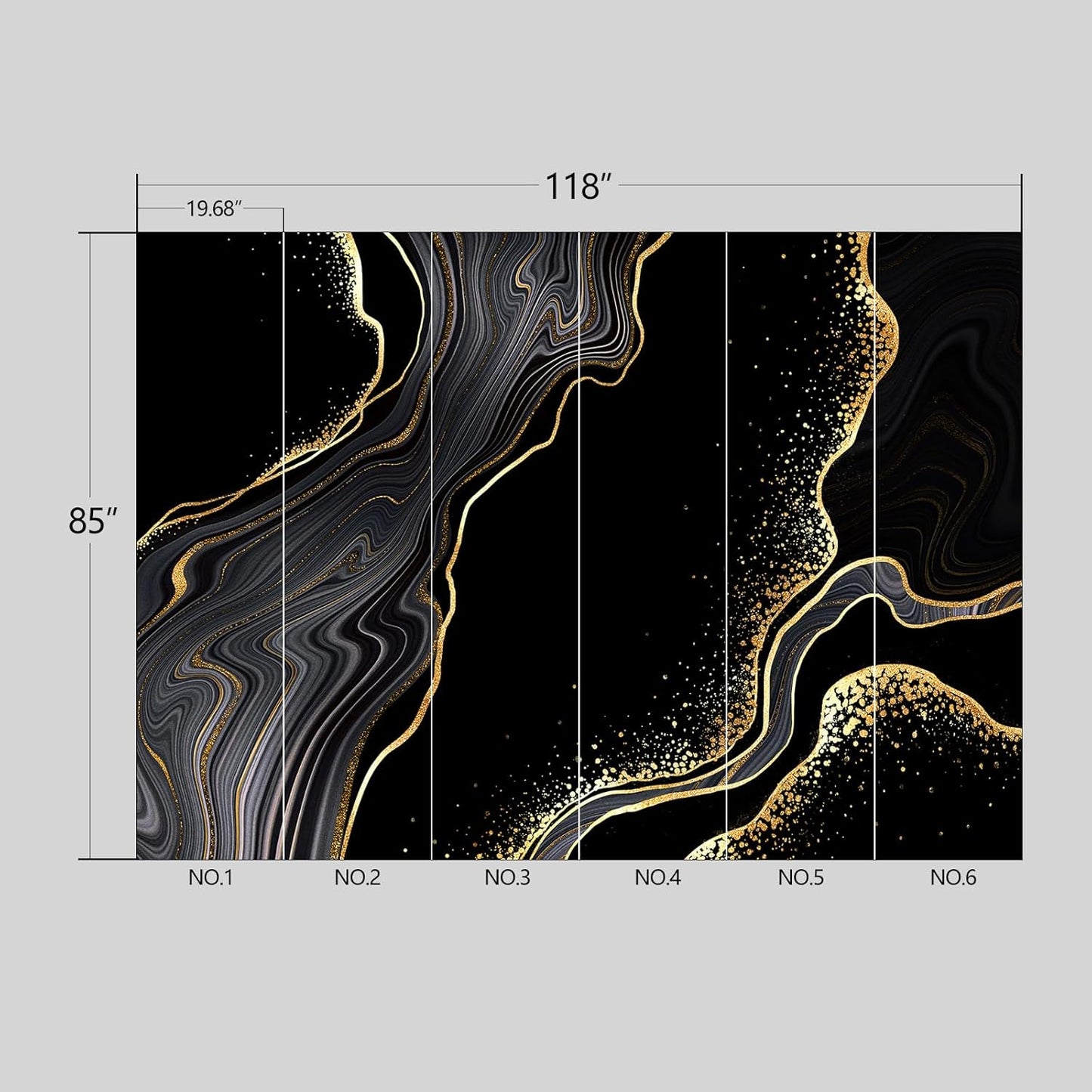 Black and Gold Marble Wallpaper Peel and Stick Wall Mural for Bedroom Living Room - 85"x118"