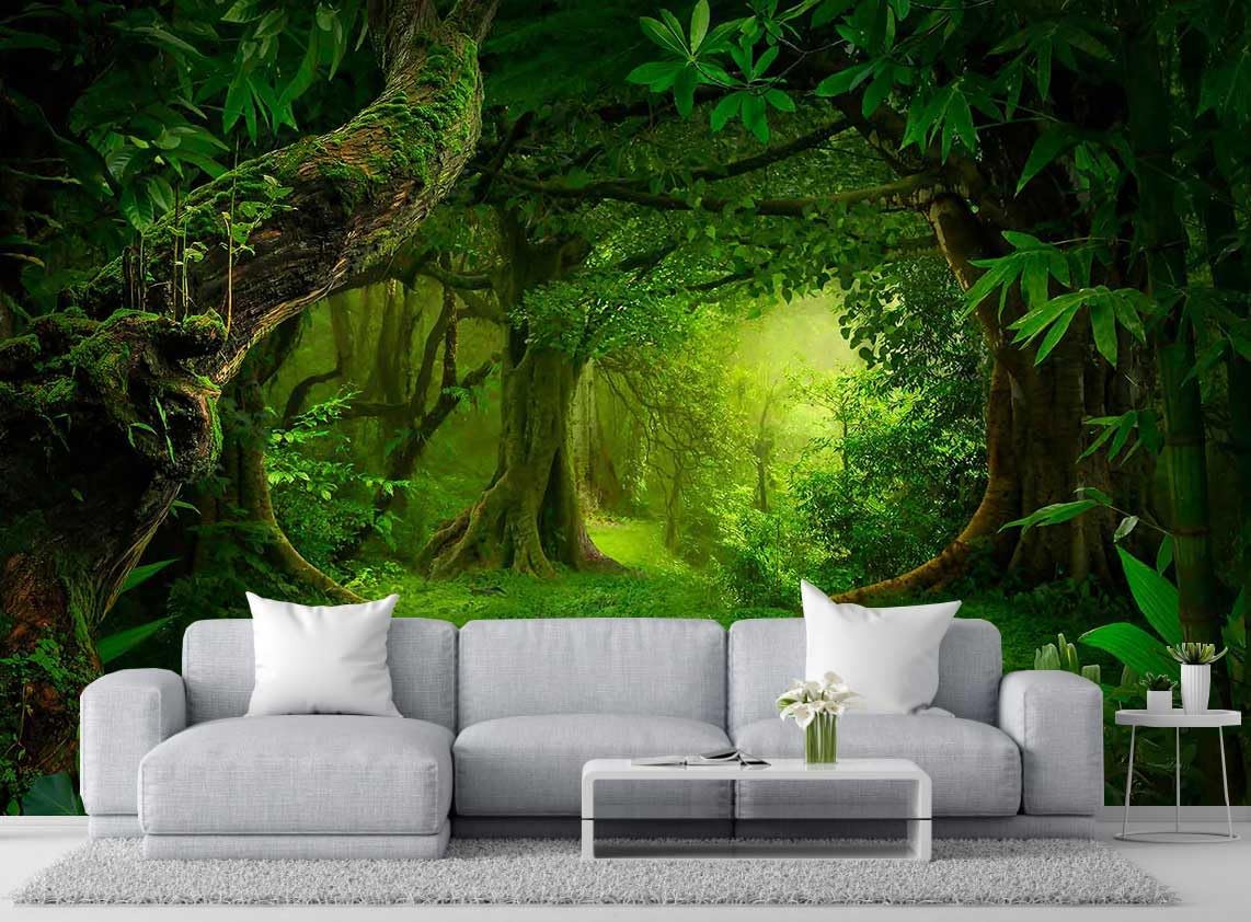 Ancient Large Trees Forest Wallpaper, Large Background Wall Mural, Decorating Bedroom, Living Room, Bath Room(Non-self-Adhesive)