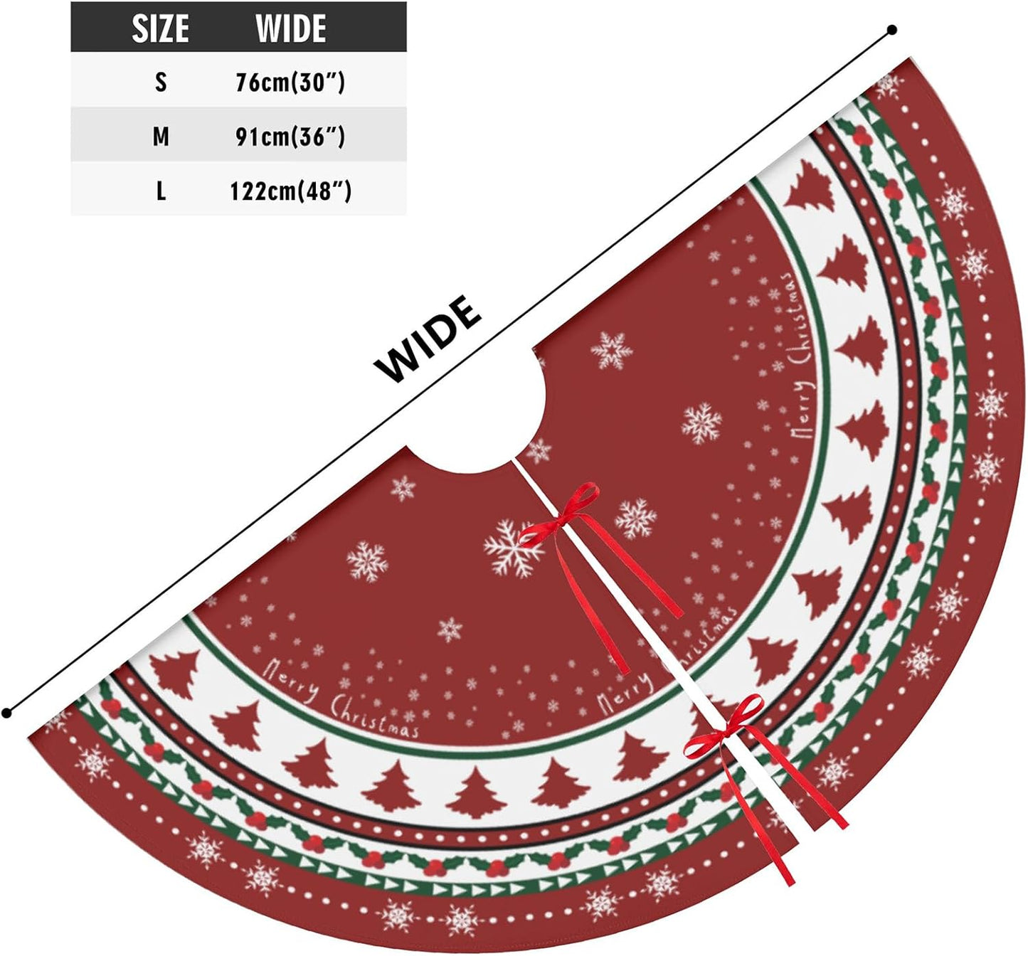 Christmas Tree Skirt 48 Inches, Red and Green Xmas Tree Mat with Winter Snowflake for Christmas Decorations Holiday Party Indoor Outdoor Home Decor (Red and Green)