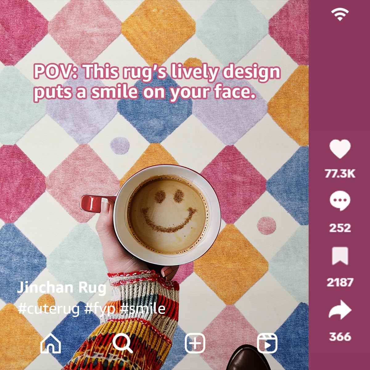 jinchan Kids Rug for Nursery 6ft Radius Corner Washable Area Rug Modern Colorful Quarter Circle Rug Soft Non-Slip Carpet for Bedroom Playroom Daycare Reading Nook Kitchen Classroom Berries on Cream