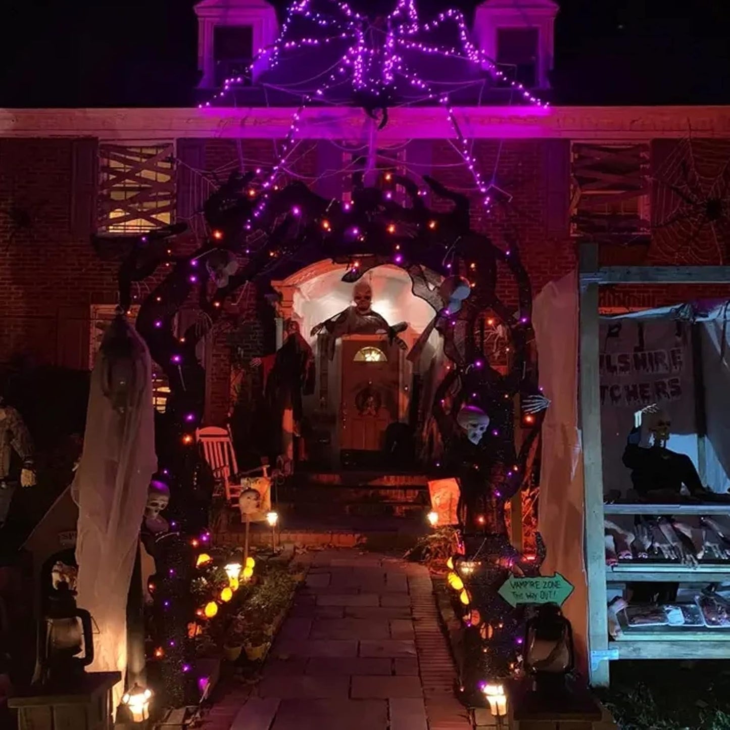 Dazzle Bright 2 Pack Purple and Orange Fairy String Lights, Total 80FT 240LED Solar Powered Fairy Lights with 8 Modes, Waterproof Copper Black Wire Lights for Outdoor Yard Party Halloween Decorations