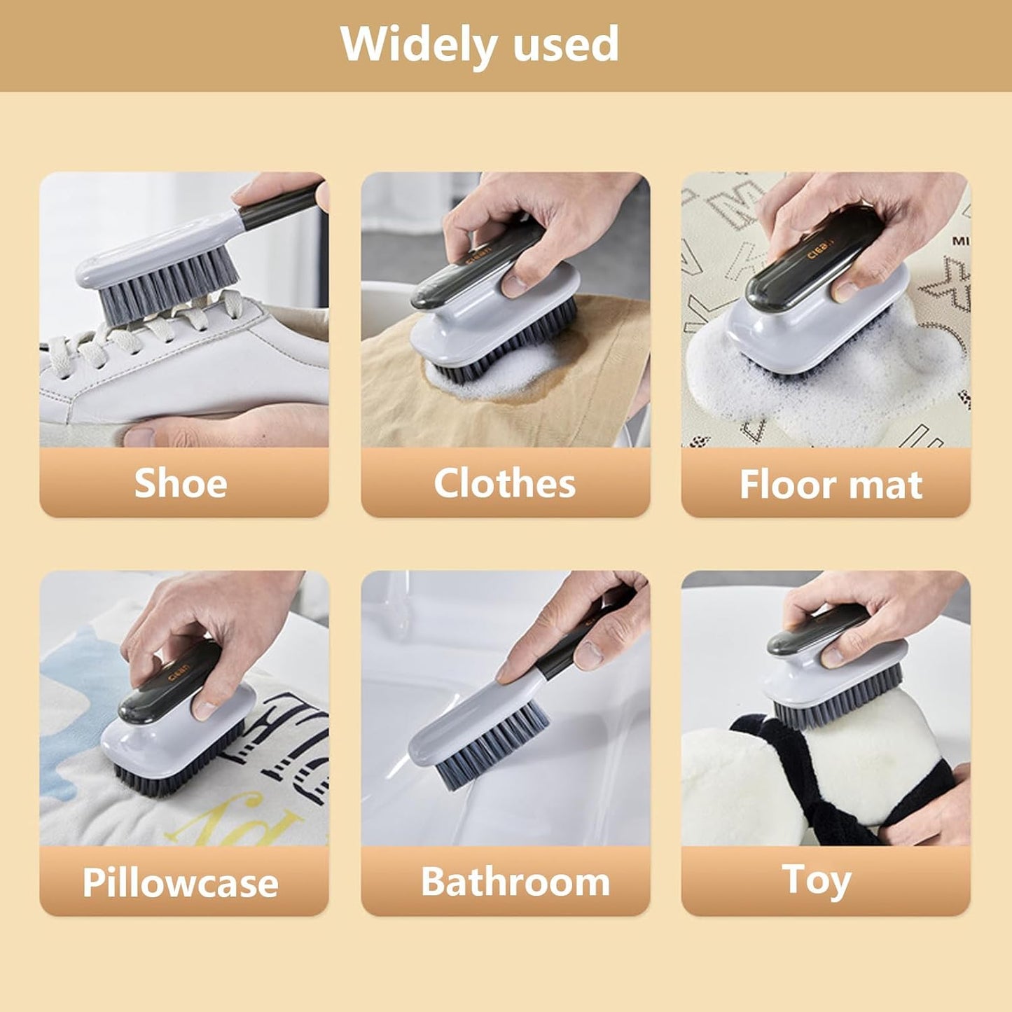 Laundry Stain Brush Household Scrub Brush Laundry Brush for Stain Removal,Soft Bristle Brush 2 Pack Stain Brush for Clothes Scrubbing Bathroom Cleaning Brush,Easy to Hold