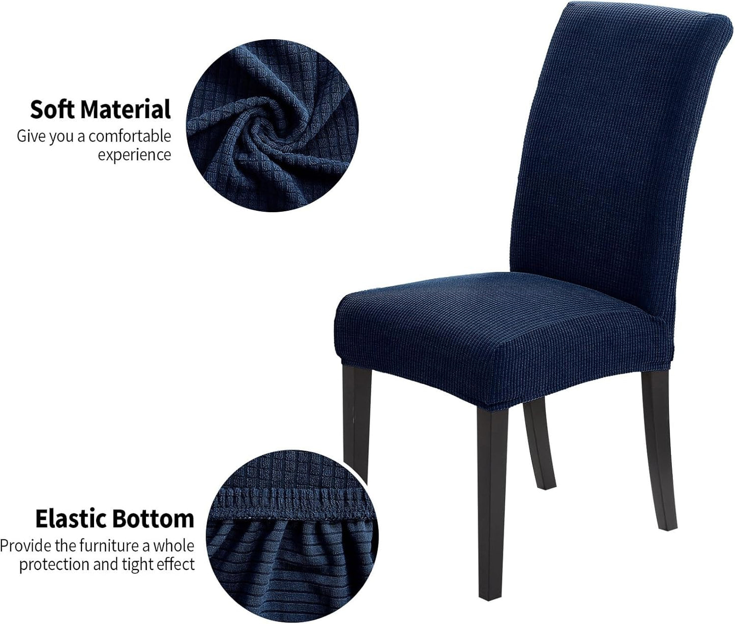 Joccun Chair Covers for Dining Room Set of 6,Dining Chair Slipcovers Stretch Dining Room Chair Covers Seat Protector,Washable Parsons Chair Cover for Home,Hotel,Banquet(Navy,6 Pack)