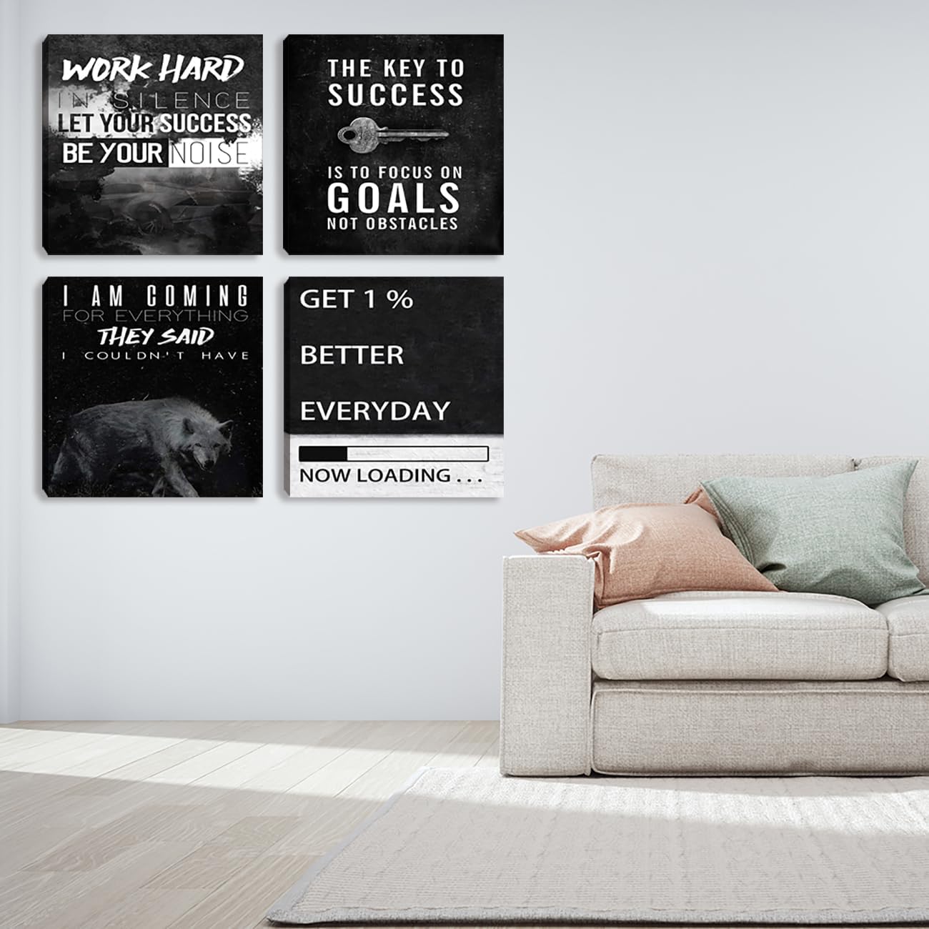 Motivational Wall Decor Art Inspirational Success Canvas Poster Artwork Positive Quote Painting Office Wall Decor Art for Women Men Company Bedroom Living Room Home Decoration Framed 20”X20”X4