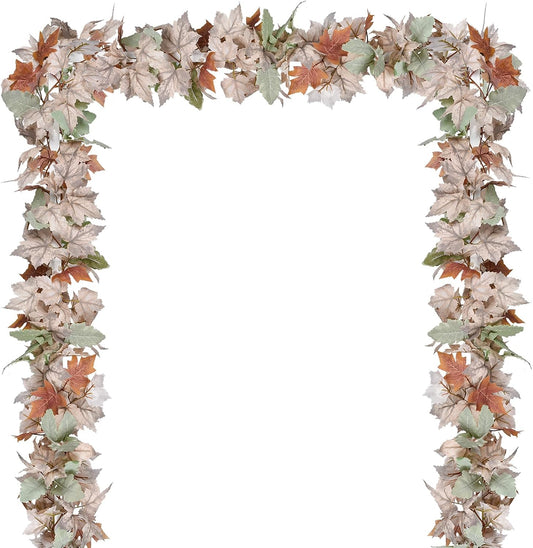 Lvydec 2 Pack Fall Maple Garland - 5.9ft/Piece White Artificial Fall Foliage Garland Colorful Autumn Decor for Home Wedding Party