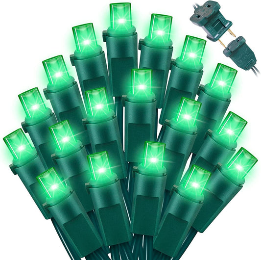Green Wide Angle LED Christmas Lights, 64.8 Ft 300 Count, Pack of 3 Strands 21.9 Ft 100 Lights UL Certified Commercial Grade Green Wire 5mm Holiday String Light
