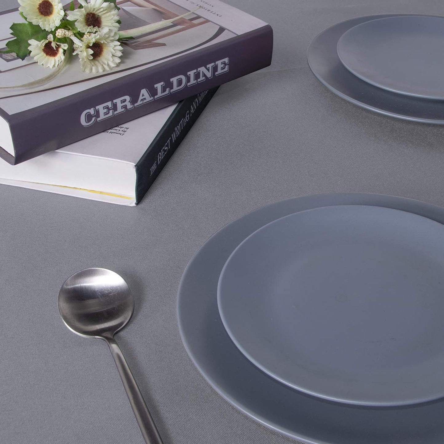 sancua Rectangle Tablecloth - 54 x 120 Inch - Water Resistant Spill Proof Washable Polyester Table Cloth, Decorative Fabric Table Cover for Dining Tables, Buffet Parties and Camping, Light Grey