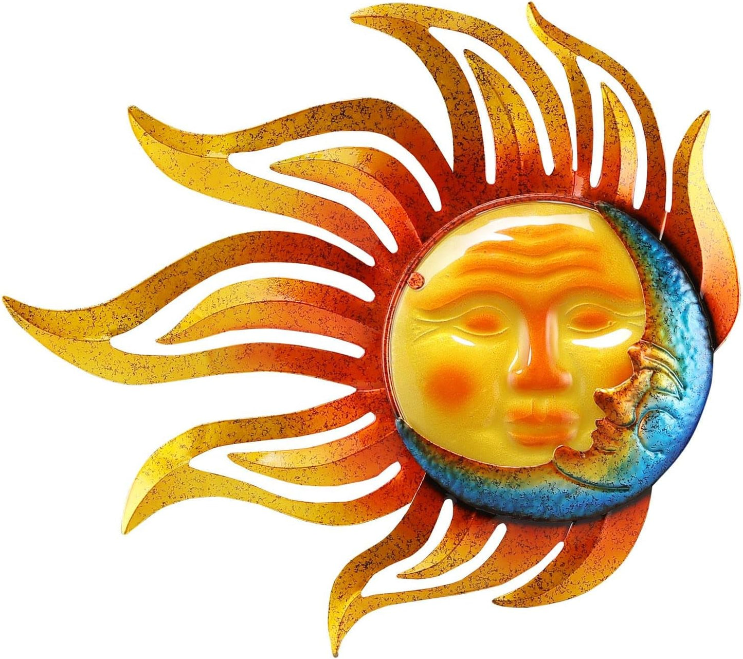 Metal Sun Wall Decor Outdoor Garden Fence Art Sun Moon Wall Art Hanging Lndoor Living Room Yard Home Wall Sculpture