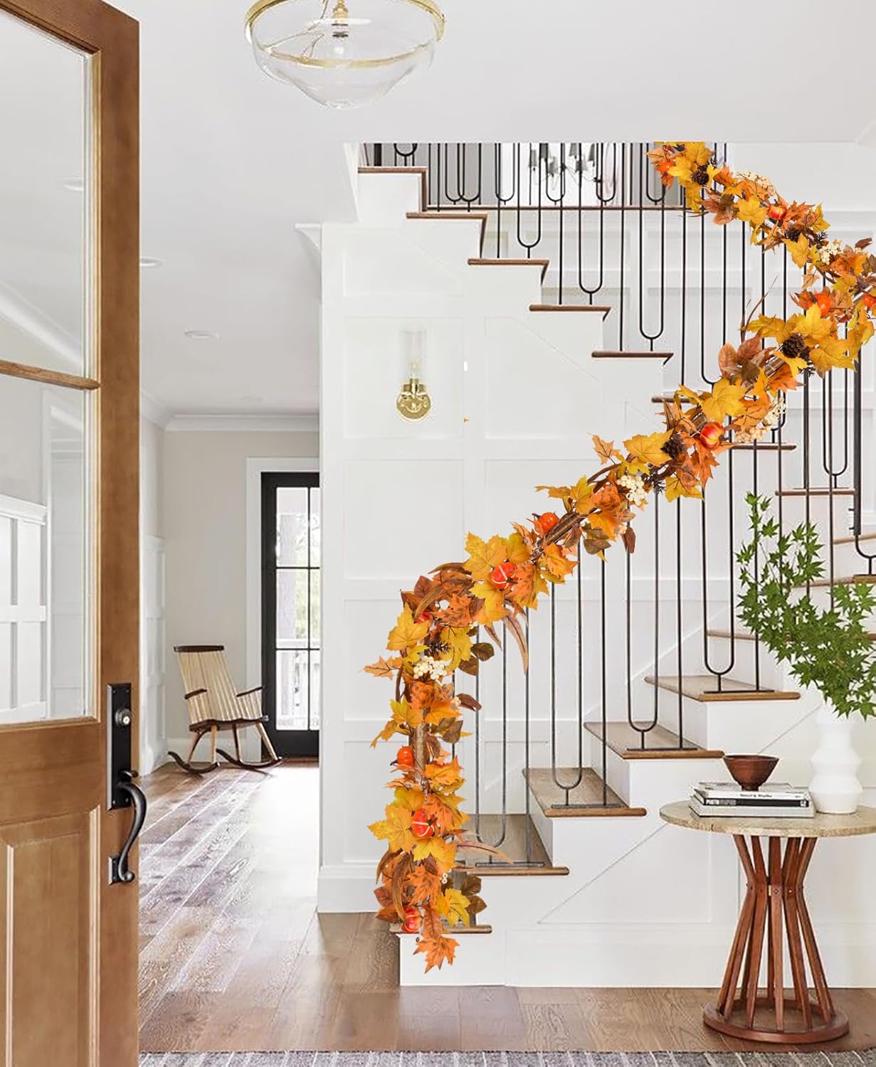 DearHouse Fall Maple Leaves, 6ft Artificial Autumn Foliage Thanksgiving Decor for Home, Wedding, Fireplace, Party, Christmas (Yellow&Brown)