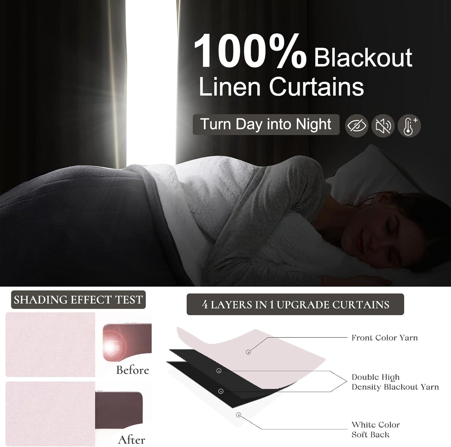 Pale Pink Blackout Kitchen Curtains 45 Inch Length 2 Panels Set, Pretty Pinch Pleated Natural Linen Mini Drapes Thermal Privacy with Hooks & Back Tab 45 Inch Long Curtain for Small Windows Light Pink