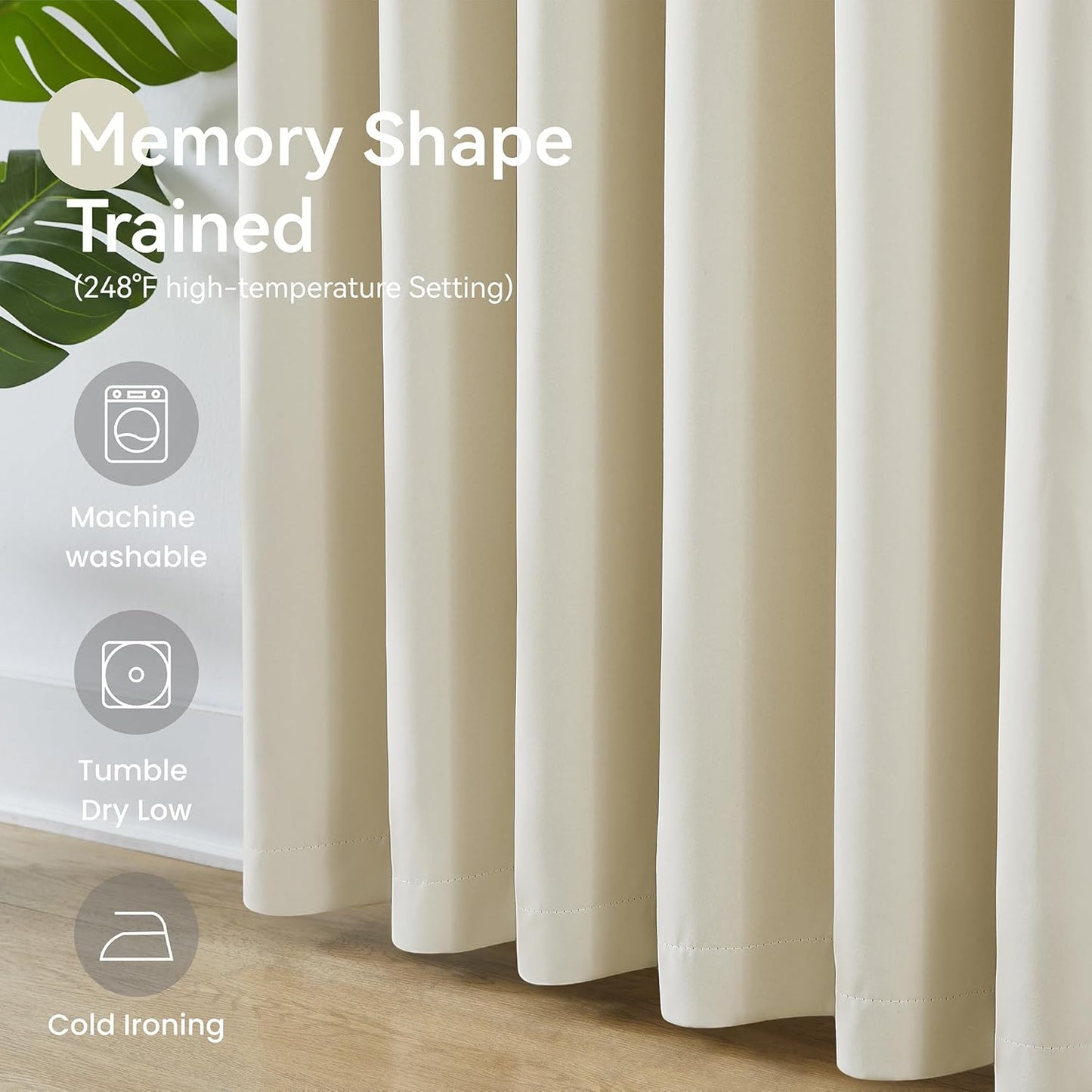 KangBang Beige Pinch Pleated Curtains 84 Inch Length, Pinch Pleat Room Darkening Blackout Modern Soft Drapes with Hooks for Nursery Bedroom(40”Wx84”L, Cream, 2 Panels)