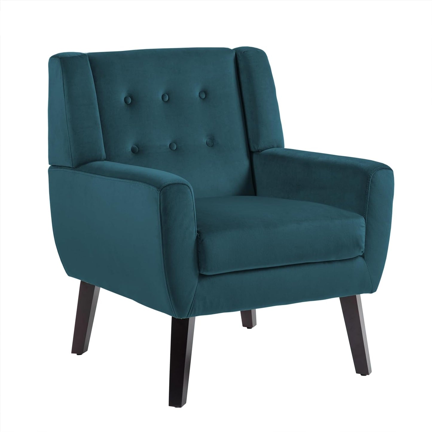 UIXE Accent Chair, Velvet Upholstered Armchair for Living Room, Modern Club Arm Chairs Comfy Single Sofa Button Tufted Bedroom Reading Seat - Blue, Set of 1