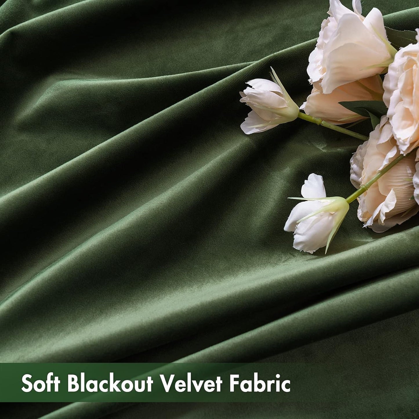 MIULEE Olive Green Velvet Curtains Thermal Insulated Blackout Curtain Drapes for Bedroom Living Room Darkening 63 Inches Long Curtains Panels Rod Pocket Set of 2