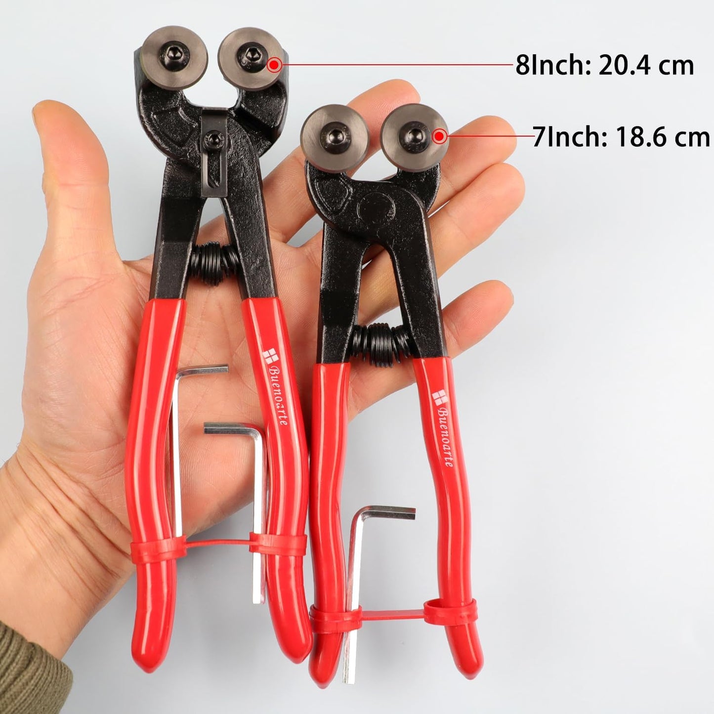 Glass Tile Nippers - Heavy Duty Wheeled Glass Mosaic Nipper & Hd Ceramic Tile Nipper, Tile Cutter Pliers Soft-grip Handle - Shapping Plier, Nipper Cutting Tools (7 Inch Wheeled Glass Mosaic Nipper)