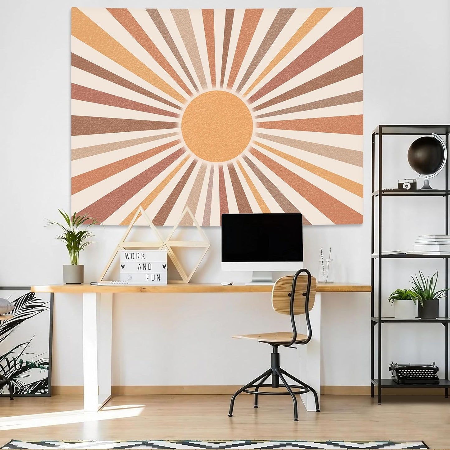 Aipon Vintage Sun Tapestry for Classroom Rainbow Boho 70s Sunshine Sunset Tapestries Wall Hanging Aesthetic Retro Tapestrys for Living Room Dorm (Retro, 36.00'' × 48.00'')