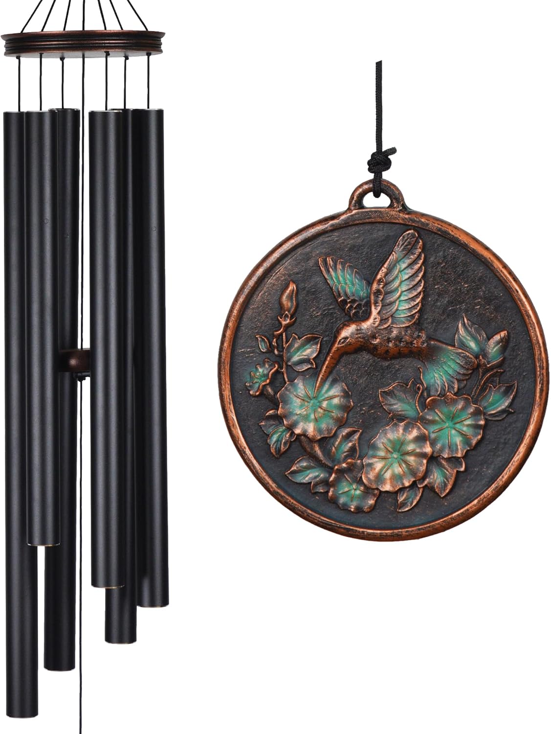 Vanquer Large Wind Chimes for Outside Deep Tone - 46'' Wind Chimes Outdoor Clearance, Windchimes Outdoors, Hummingbird Wind Chime,Sympathy Gift, Patio, Home Décor, Vintage Black (46" Hummingbird)