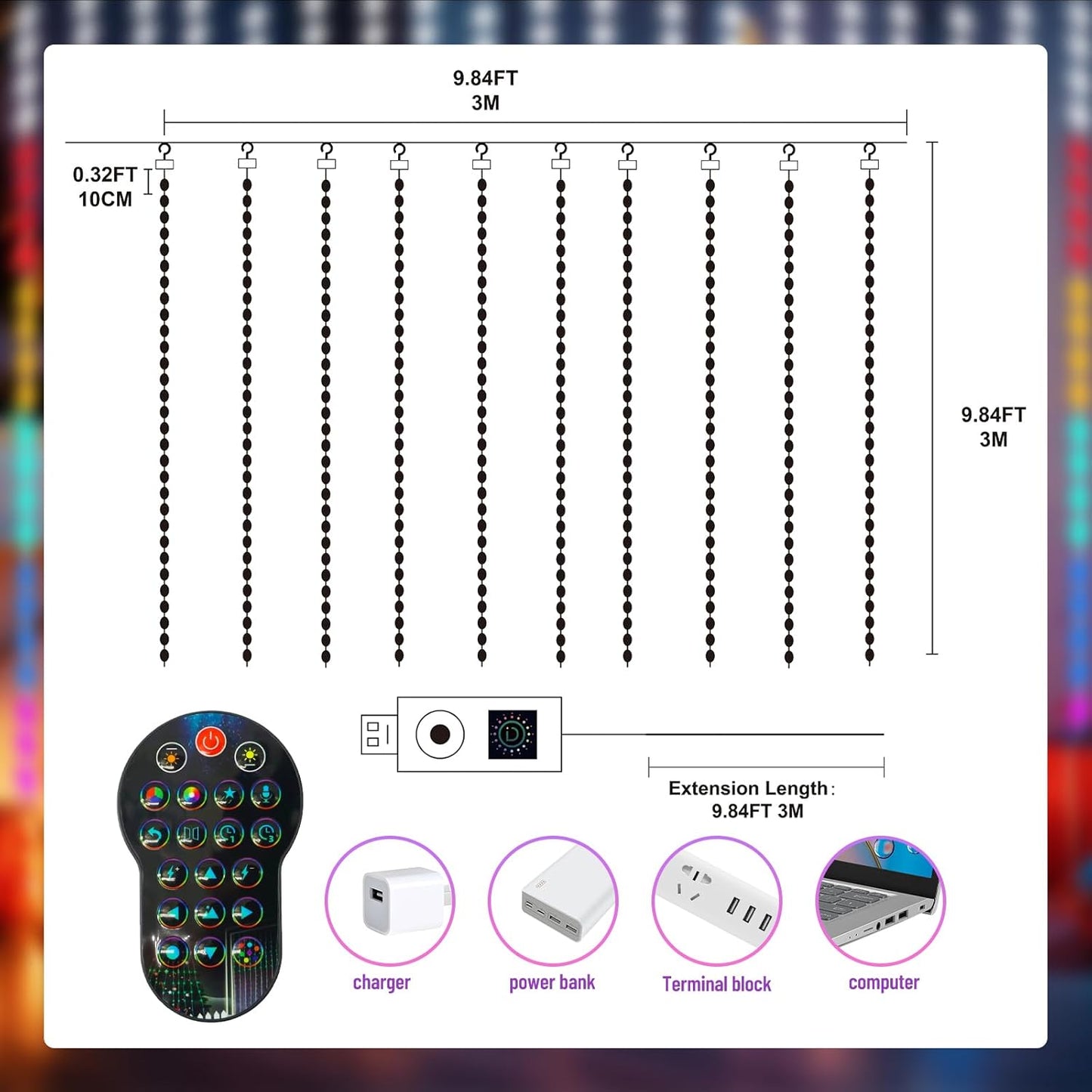 HXWEIYE 400LED Smart Curtain Lights, 6.6Ft x 6.6Ft Fairy Hanging Curtain String Lights with APP & Remote, Dynamic DIY Color Changing Wall Lights for Indoor Bedroom Window Party Backdrop Outdoor Decor