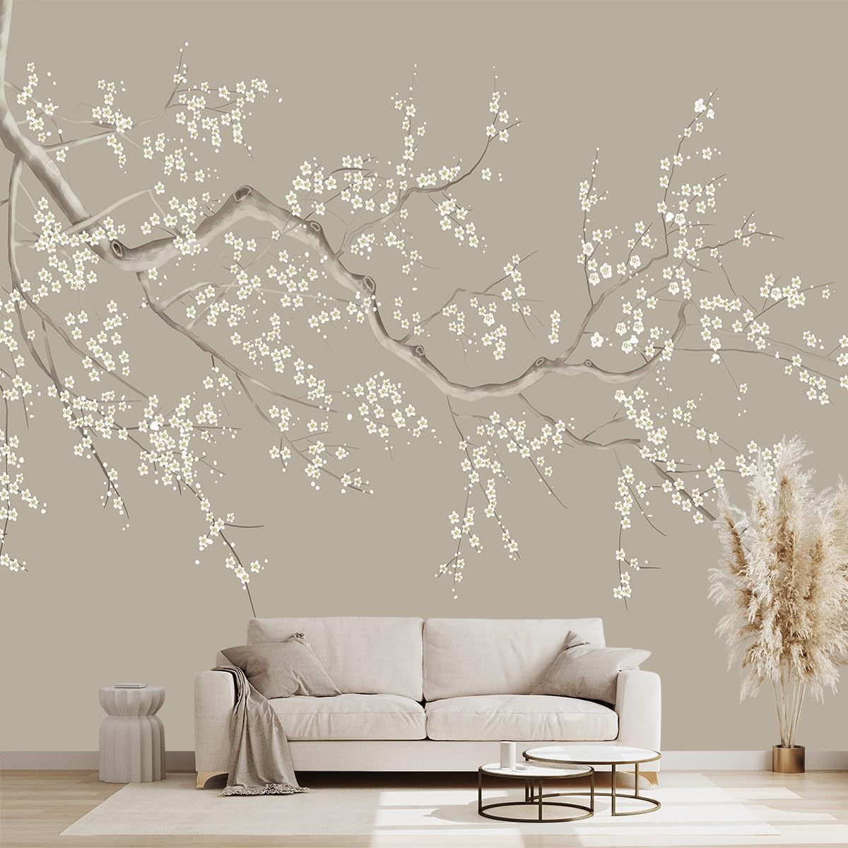 Chinese Style Plum Flower wallpeper Living Room Bedroom Office Wall Mural - W91 xH65（Not Peel and Stick）