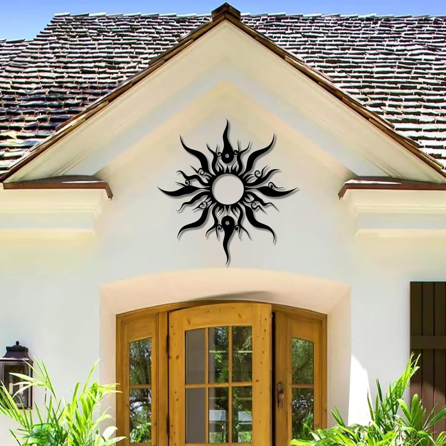 Hotuijxca Metal Wacky Sun Wall Art, Wacky Sun Metal Decor for Livingroom, Bedroom (Black, 19"x18"/47x45cm, metal wall art)