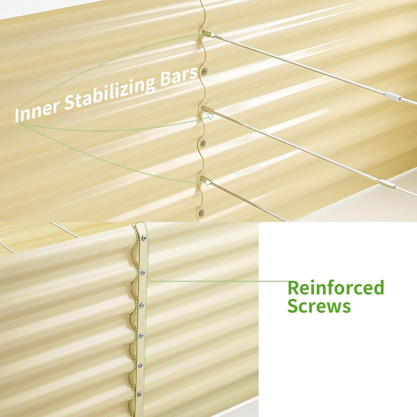 Land Guard 8×4×2ft Galvanized Raised Garden Bed, Planter Boxes Outdoor, Raised Garden Beds Outdoor for Vegetables, Flowers, Herbs, 479 Gallons, Cream Yellow…