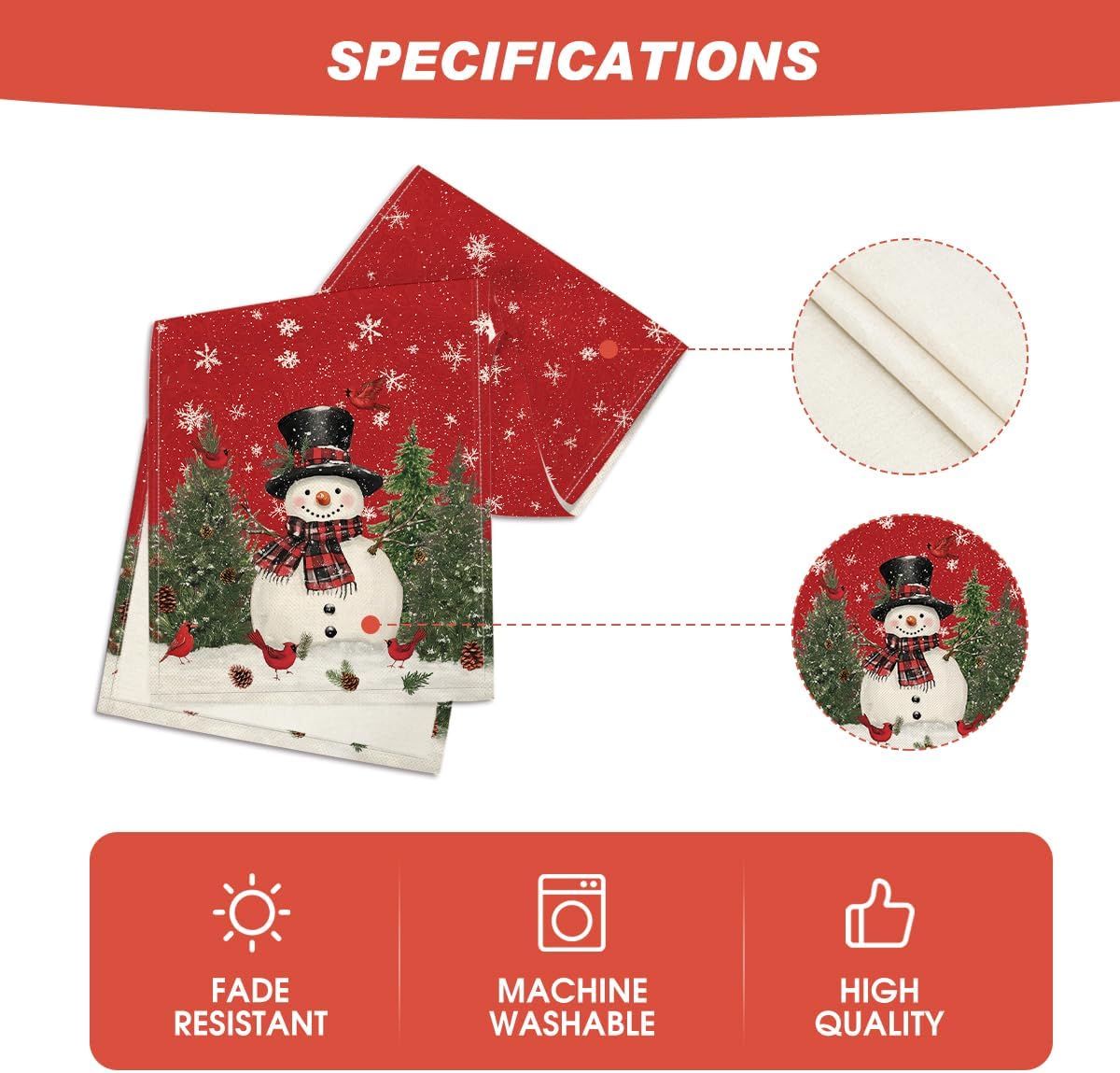 Artoid Mode Snowman Christmas Birds Trees Table Runner, Seasonal Winter Xmas Holiday Kitchen Dining Table Decoration for Indoor Outdoor Home Party Decor 13 x 48 Inch