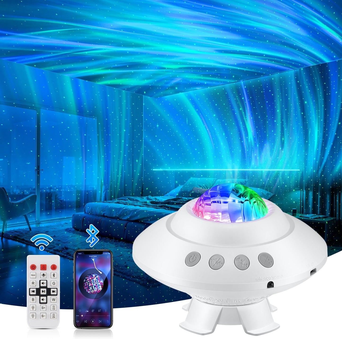 Star Projector Northern Lights, Galaxy Projector for Bedroom, Aurora Projector with Bluetooth Speaker, Timer and Remote, Teen Girl Room Decor, Cool Gifts for Kids, Adults, Birthday