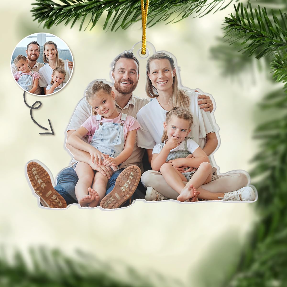 Pawfect House Personalized Photo Ornament, Custom Christmas Ornaments, 2D Acrylic with Ribbon, 3.7IN, 4.5IN or 5.5IN, Box Included, Custom Photo Gifts