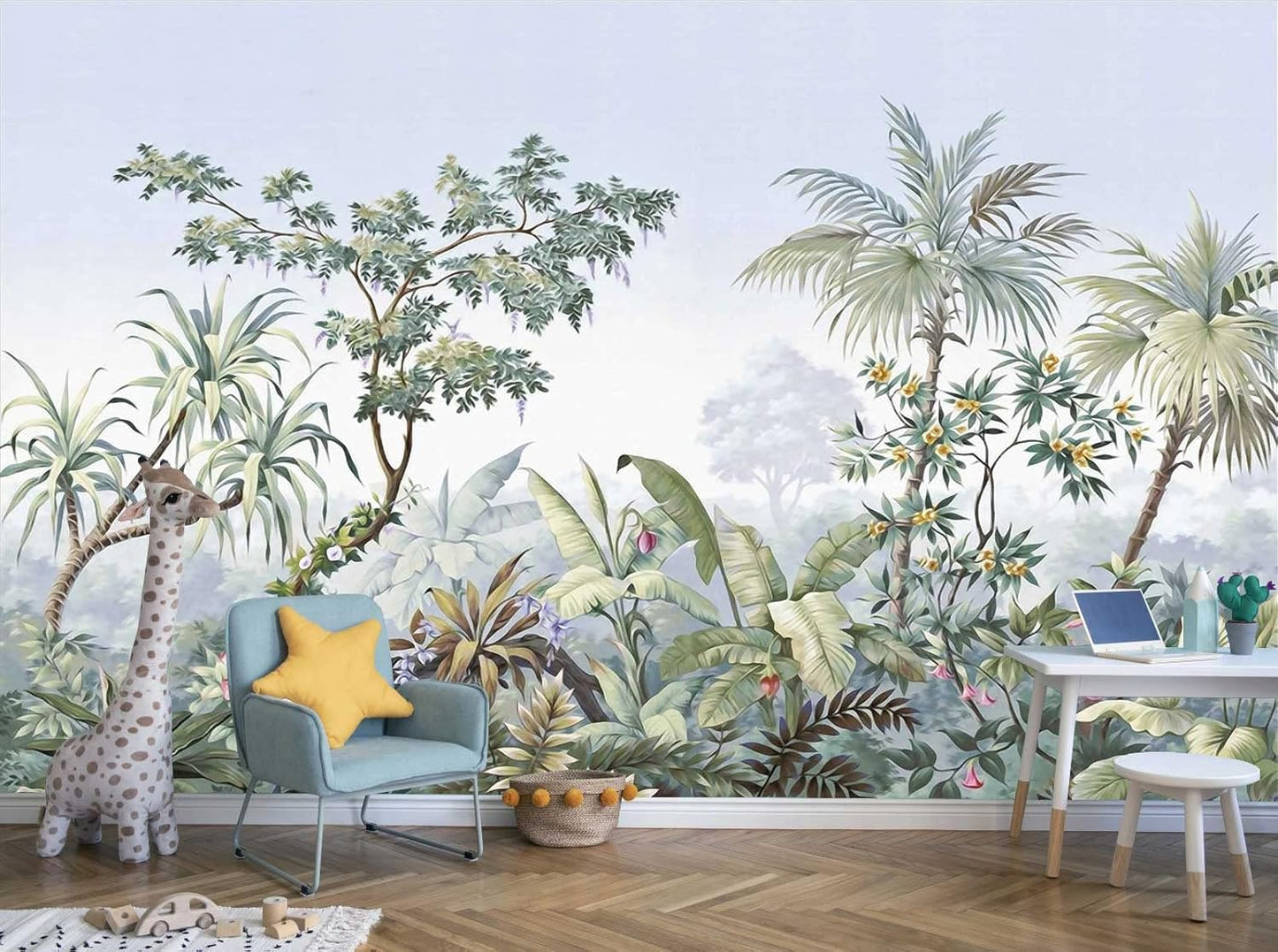 Tropical Banana Leaf Wallpaper Green Plant Wall Murals for Bedroom Living Room (not self-Adhesive)