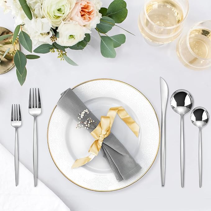 Silverware Set, KassKa 20 Pieces Flatware Cutlery Set, Stainless Steel Utensils Set Spoon Fork Knives Set for Home Restaurant and Kitchen, Mirror Polished Finished, Service for 4