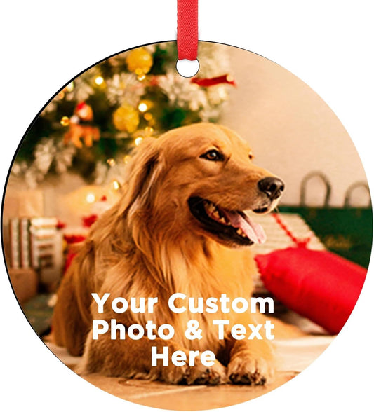 Personalized Christmas Ornaments 2025 Customized with Photo Text Ornament Keepsake Pet First Christmas Ornament Bulk Custom Wooden Xmas Tree Decorations, Wood Round